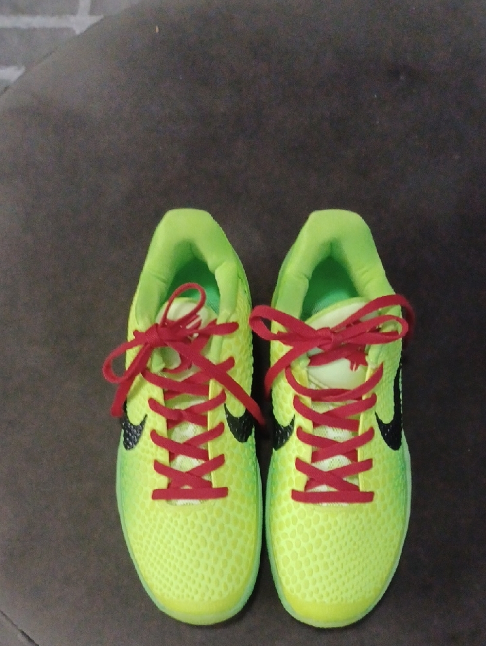 Nike Bright Lime Green Running Sneakers with Red Laces